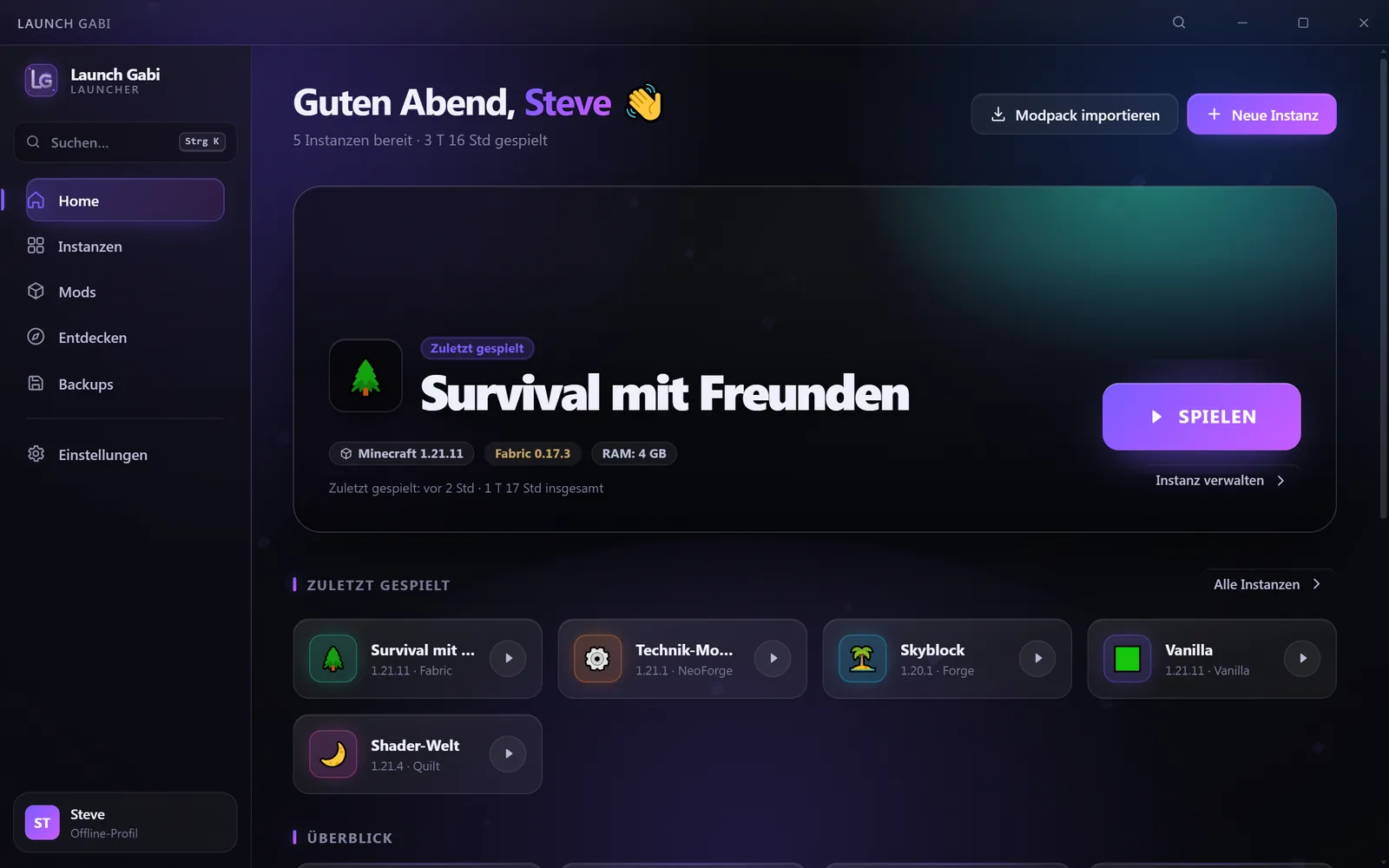 Startseite von Launch Gabi